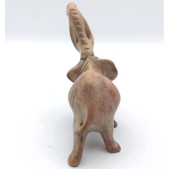 Hand Carved Soapstone African Elephant Figurine Sculpture Good Luck Trunk Up - Picture 4 of 6